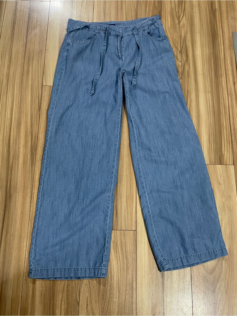 J. Jill Chambray Relaxed Wide-Leg Pants with Self Tie Waist.